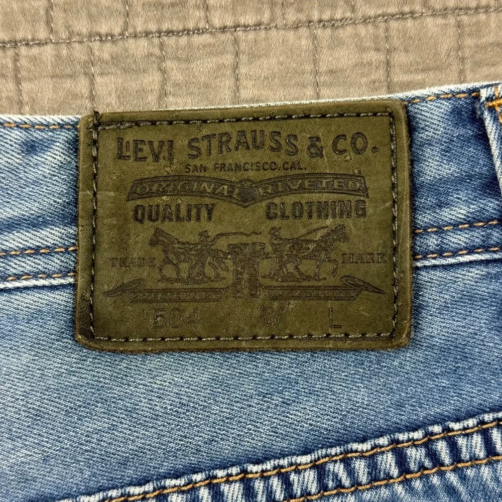 Levi's 504 Jeans Men 36 (34x29) Straight Stretch‎ Medium Wash Denim Button Fly